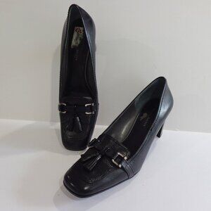 ETIENNE AIGNER E-Newsome Black Leather Tassel Medium‎ Heel Pump Shoes Size 9.5M